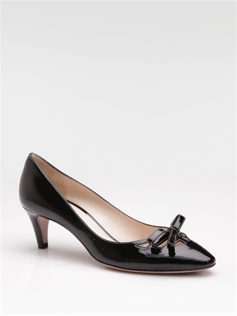 prada patent bow pumps|Black Patent Leather Slingback Pumps .